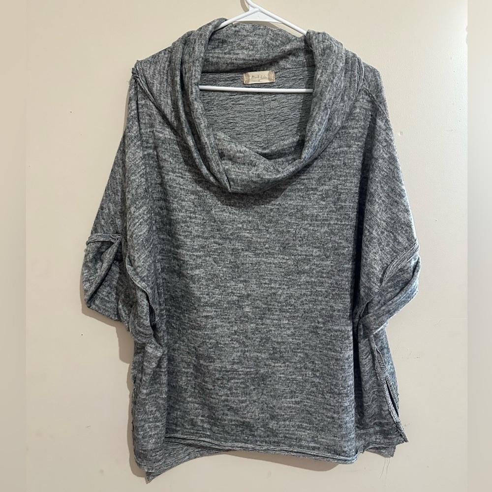 Altar’d State Medium Gray Cowl Neck Oversized Poncho Style Blouse